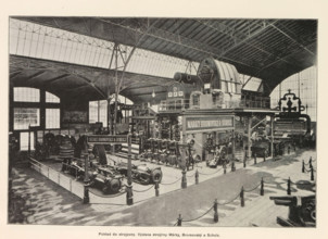 Interior of an engine room with an exhibition by Marek, Bromovský and Schulz, Pohled do strojovny.