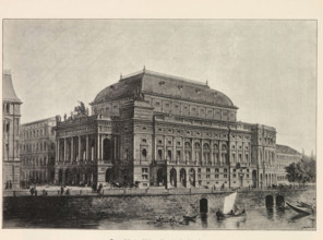 Perspektivni pohled na Národni divadlo v Praze, Photo reproduction of a drawing depicting an