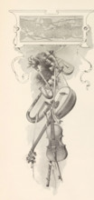 Altoviola, Viola d'amour, Housle, Three violins, page, photomechanical print, Prague, cliché maker: