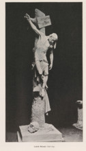 Statue depicting a plague victim on a tree, Ludvik Wurzel, page, photomechanical print, Prague,