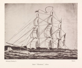 Ship 'George, ' 1820, Photo reproduction of a drawing of the ship George, reproduction, page,