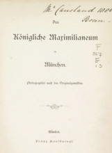 Der königliche Maximilianeum in Munich, book, name: 'M' Causland 1880. Bonn', maker: Franz