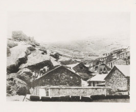 Workers' houses along the slope of a mountain in Port Arthur, page, photomechanical print, number: