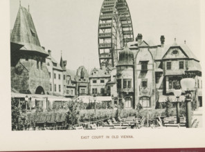 East court in old Vienna, View of a square with replicas of historic buildings at the World's