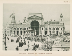 Electricity Building and Columbian Fountain, View of the electricity building and the Columbian