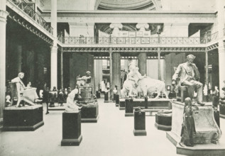 Interior of a room with sculptures in the Palace of Fine Arts at the World's Columbian Exposition