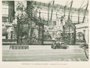 Entrance gates to the German exhibition during the World's Columbian Exposition in Chicago in 1893,