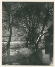 Bei Blutenberg-München, View of the garden of Blutenburg Castle near Munich in the snow, page,