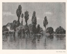 Landscape with trees, page, photomechanical print, monogram: 'AG', photographer: Hans Watzek,