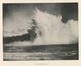 Excelsior geyser, page, photomechanical print, photographer: Frank Jay Haynes, Yellowstone National