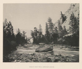 Eagle's nest rock, Gardiner canyon, page, photomechanical print, photographer: Frank Jay Haynes,