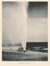 The Bee Hive Geyser, page, photomechanical print, photographer: Frank Jay Haynes, Yellowstone