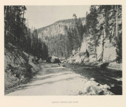 Gibbon Canyon and river, page, photomechanical print, photographer: Frank Jay Haynes, Yellowstone