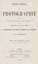 Traité général de photographie, book, inscription: 'Ma ... delapart del'Auteur D. van Monckhoven',