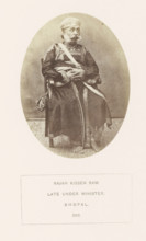 Portrait of Rajah Kissen Ram, a minister from Bhopal, Madhya Pradesh, India, photograph, page,