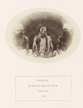 Portrait of three unknown men from the Gosain community of the former Berar in central India,
