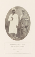 Portrait of an unknown man and woman from the Nadar community of Travancore, India, photograph,
