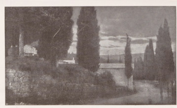 Friedhof bei Salò, View of a cemetery near Salò, page, photomechanical print, monogram: 'BX',