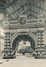View of a setup of alcohol manufacturer J. Meeûs at the Antwerp World Exhibition in 1894,