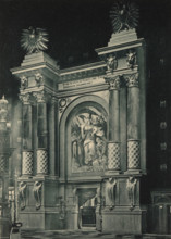 View of the entrance to a music hall in the German part of the Antwerp World Exhibition in 1894,