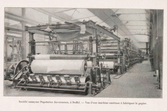 Société anonyme Papeteries Anversoises, à Duffel. - Vue d'une machine continu à fabriquer le