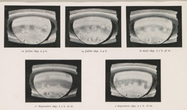 Dessins de Saturne exécutés par M. Leo Brenner a l'observatoire Manora, Five views of Saturn, page,