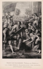 Reproduction of a steel engraving of Christ with the Cross, Sample of Illustration, reproduction,