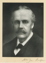 The right honorable Arthur James Balfour, photograph, page, inscription: '55, Baker St, London, W