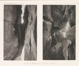 Two views of a ruined cliff dwelling in Mesa Verde National Park, Ruin 18, Mountain Sheep Cañon,