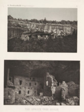 Two views of a cliff dwelling, Spruce Tree House, in Mesa Verde National Park, The Spruce Tree