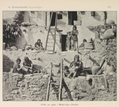 View of a village of the Hopi people, Moki-byn Wol'-pi, page, photomechanical print, name, number:
