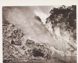 Geyser near Lake Rotomahana, page, photomechanical print, photographer: Daniel Louis Mundy, New