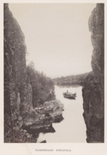 View of a steamboat launching from a spot between two rocks, Kaarnesaari. Sortavala, page,