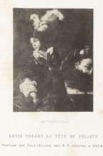 Photo reproduction of a painting depicting David with the head of Goliath, David tenant la tête de