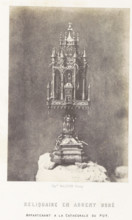 Silver reliquary from the cathedral of Le Puy-en-Velay, Reliquaire en argent doré, photograph,