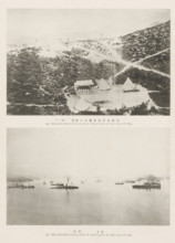 The Japanese naval base of operations in the Yellow Sea, page, photomechanical print, Above a view