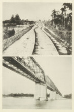 Two views of the railway in Japan after an earthquake, page, photomechanical print, Above a twisted