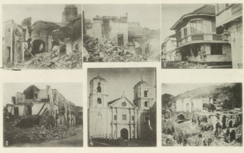 Overview of the consequences of an earthquake in Manila and Casamicciola, page, photomechanical