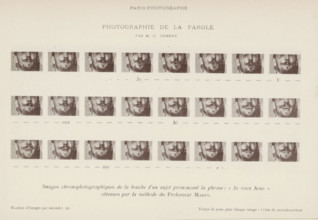 Sequence of the Mouth Pronouncing the Sentence 'Je vous aime' (I love you), page, photomechanical