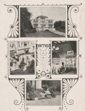 Four depictions of the exterior and interior of Villa Corvin in Hilversum, photomechanical print,