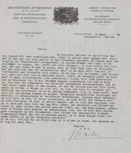 Letter to Bernard Houthakker, letter, writer (clerical worker): Antiquariaat WP van Stockum, The