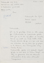 Letter to Mrs. van Oyen, letter, Letter contains a draft letter from Suze van Oyen to Suzy Levy.,