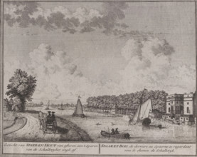 Photo reproduction of a print of a view of Heemstede by Hendrik de Leth, photograph, reproduction,