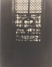 Painted window in the Castle Chapel Egmond in Egmond aan den Hoef, photograph, annotation: 'Egmond