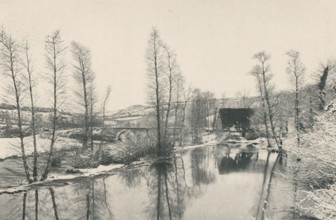 Winter landscape with water feature at Lannion, France, Vieux Moulin sur le Guer, près de Lannion,
