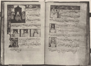 Manuscript on parchment, displayed at an exhibition on religious objects from the Middle Ages and