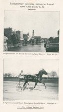 View of a running horse and a jockey, page, photomechanical print, inscription: 'Rathenower
