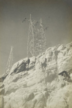280 kv masts, Electricity pylons at an unknown location in the United States, photograph, title: