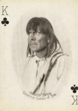 King of Clubs with portrait of Antonio Salva, Governor of Zia Pueblo, New Mexico, Antonio Salva.