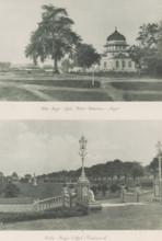 View of the Kota Radja Aceh Hotel, the so-called Köhlerboom and the Baiturrahman Mosque (above) and